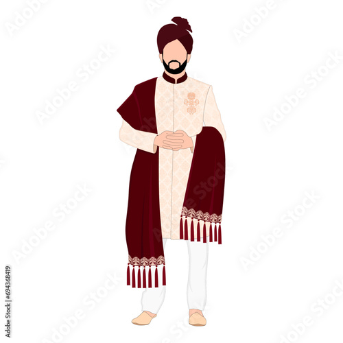 Indian man wedding caricature, wedding dress