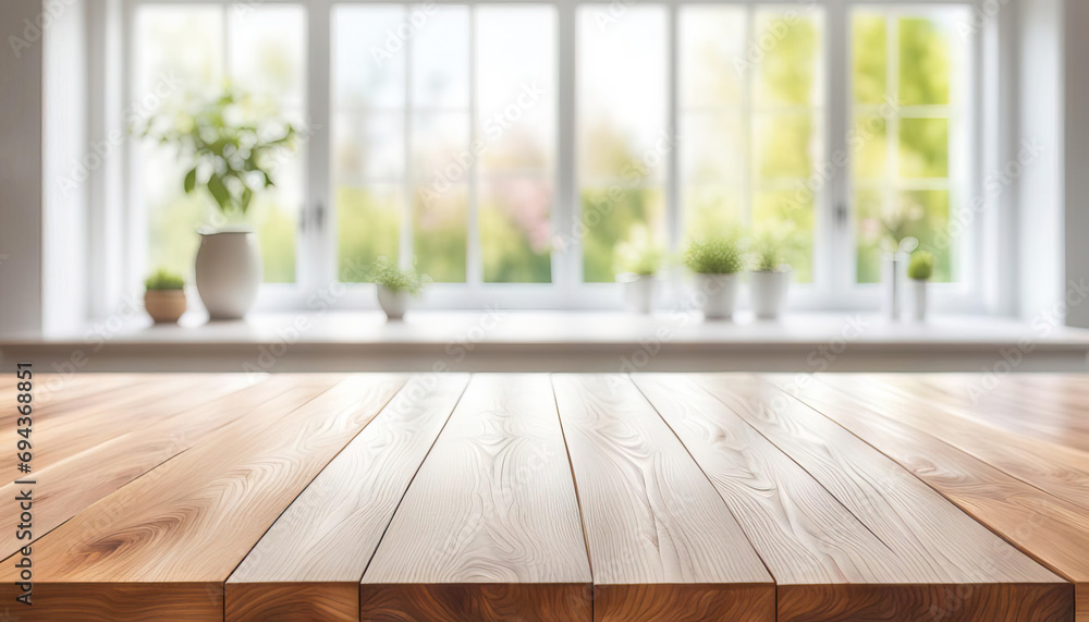 Empty wood table with beautiful spring window background with copy space Empty wood table with beautiful spring window background with copy space