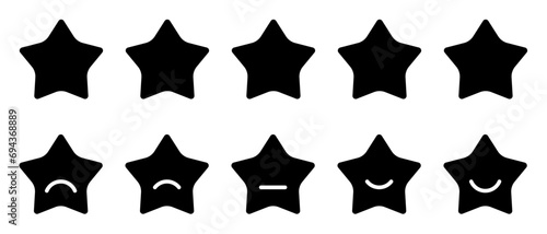Five stars flat icon design with different expressions, customer review concept on web