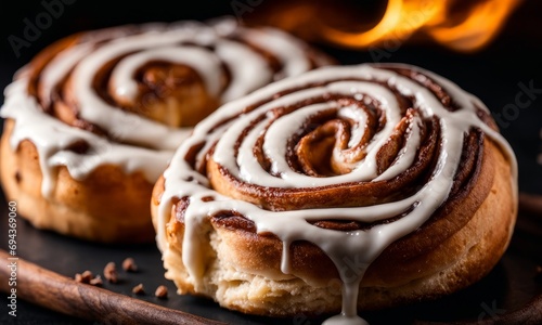 Delicious Cinnamon Roll Isolated on a Background, Generative AI