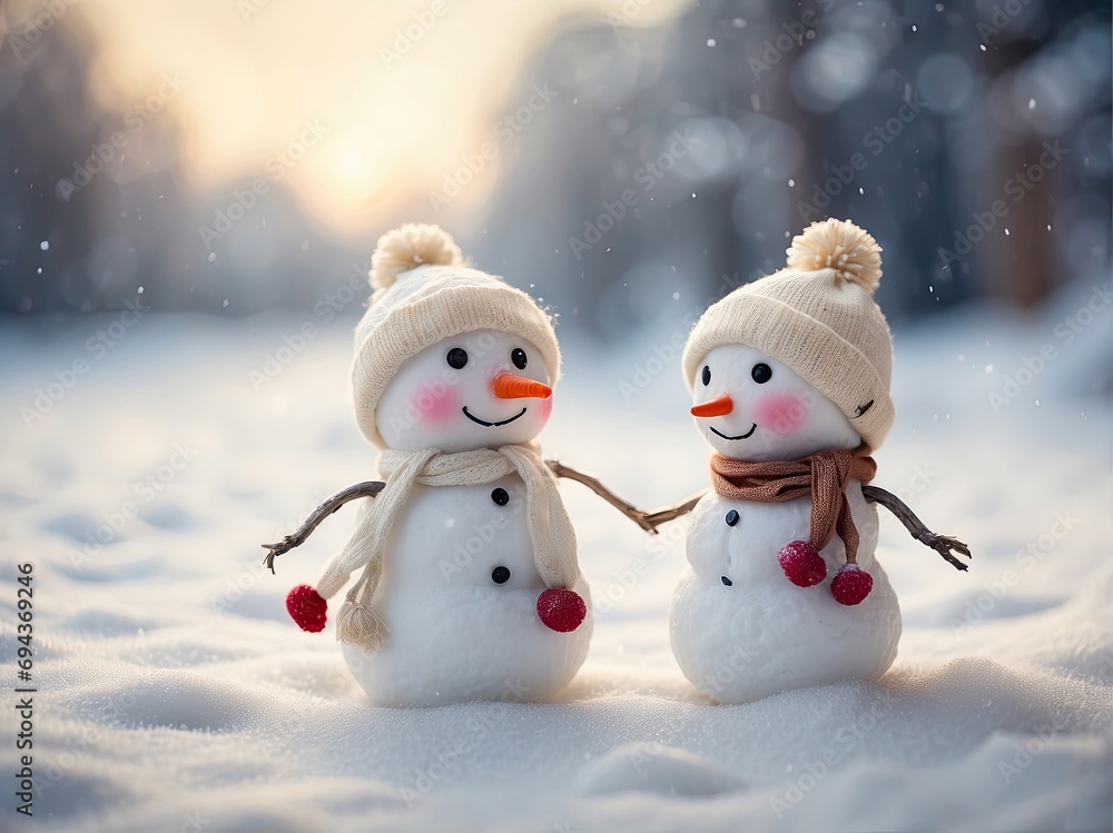 Two snowman love, snowman couple, christmas, winter Two snowman love, snowman couple, christmas, winter