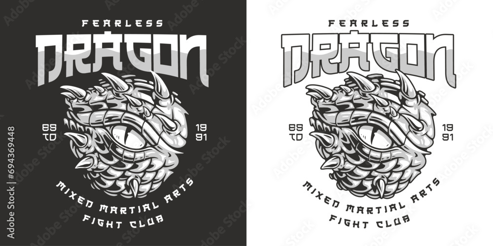Club fearless dragon monochrome poster