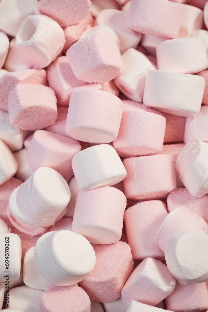 Close-up top view of multicolored pink and white marshmallows background, texture. Sweet delicious food. Close-up top view of multicolored pink and white marshmallows background, texture. Sweet delicious food.