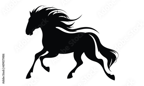  Sleek Noir HORSE  Captivating Stylized Black Silhouette Vector Design 