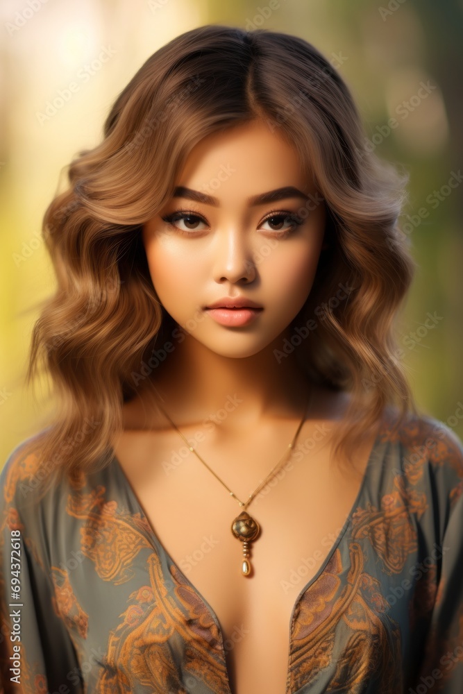 Portrait of a Beautiful Woman in a Boho Shirt Portrait of a Beautiful Woman in a Boho Shirt