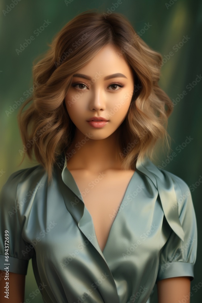 Portrait of a Beautiful Woman in a Bow Blouse Portrait of a Beautiful Woman in a Bow Blouse