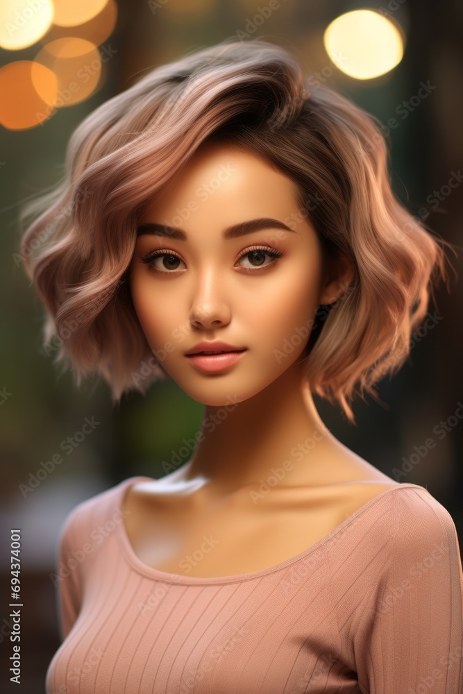 Portrait of a Beautiful Caucasian Woman in a Peach Fuzz Sweater Portrait of a Beautiful Caucasian Woman in a Peach Fuzz Sweater