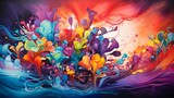 A burst of vibrant colors merging seamlessly in a captivating background, conveying a sense of joy and artistic expression in this visually engaging composition.