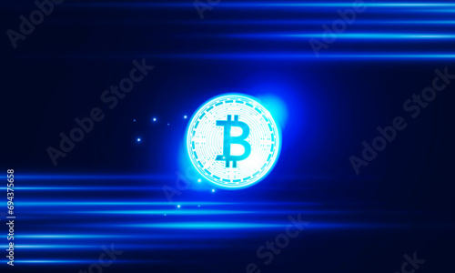 Financial chart with moving up arrow graph bitcoin cryptocurrency technology in stock market on blue color background concept innovation background, vector design