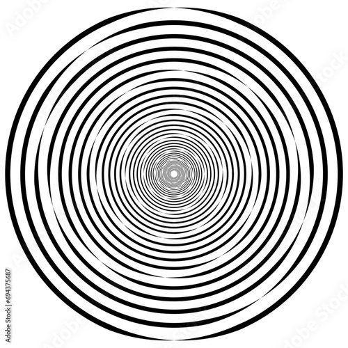 Spiral with black speed lines as dynamic abstract vector background or logo or icon. Artistic illustration with perspective on white background. circle