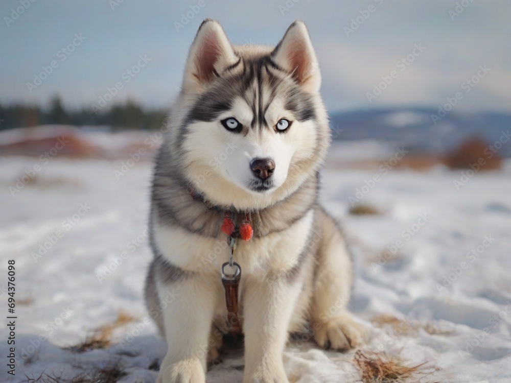 Portrait of a Siberian Husky sled dog