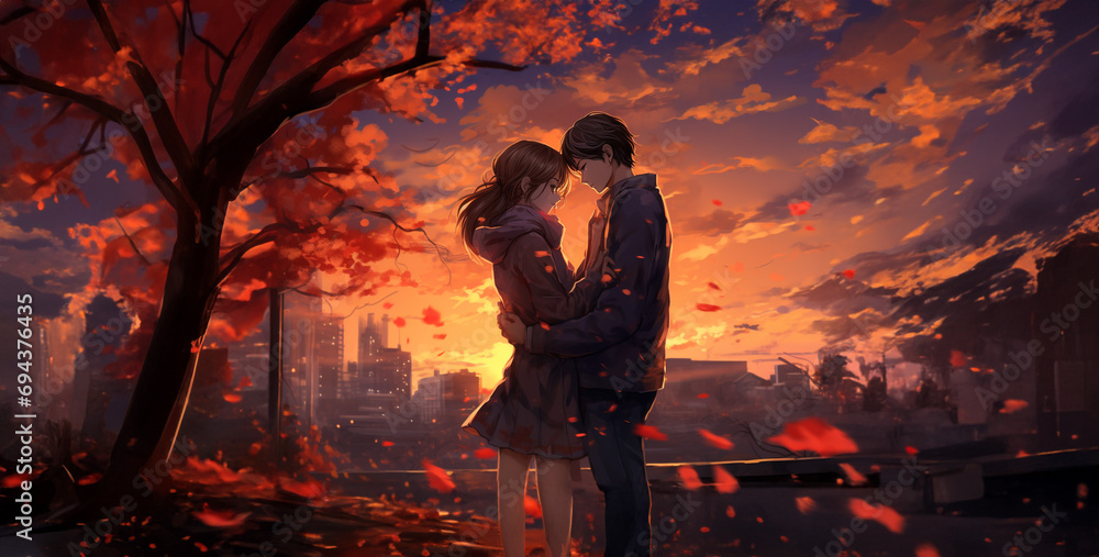 couple kissing in the sunset, couple kissing in the sunset, Couples Anime Scenic Healing couple kissing in the sunset, couple kissing in the sunset, Couples Anime Scenic Healing