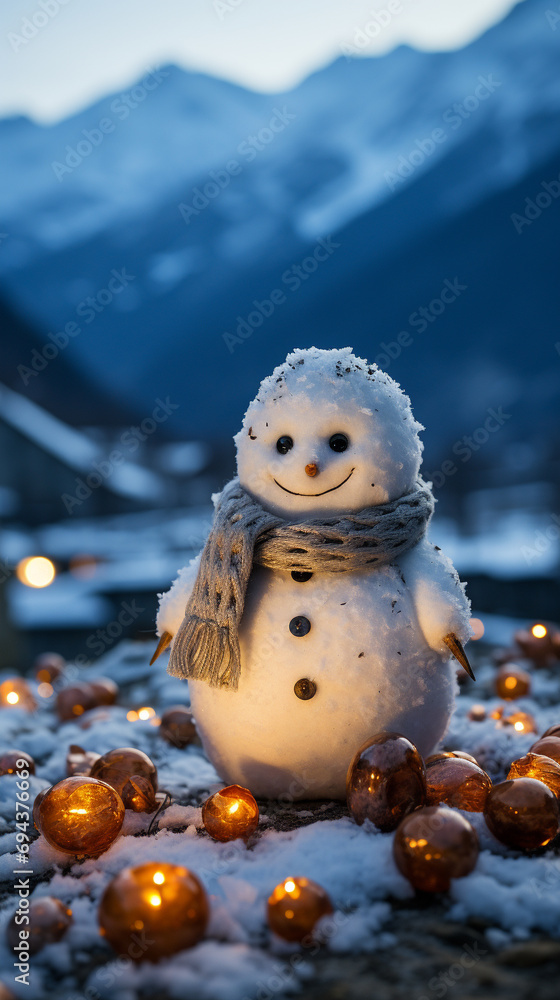 Obraz premium Snowman in a Winter Scene