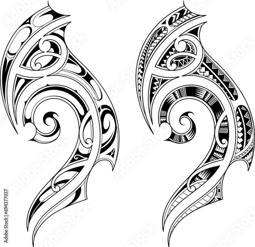 Polynesian style tattoo design isolated on white