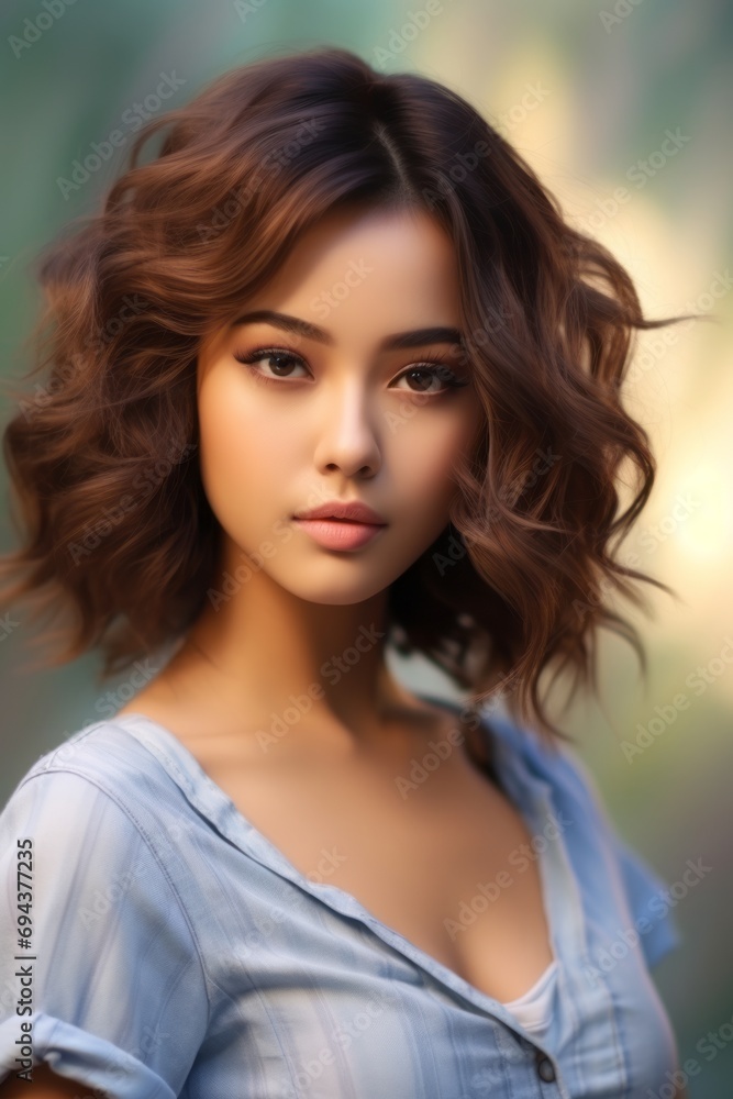 Portrait of a Beautiful Woman in Retro Jeans Portrait of a Beautiful Woman in Retro Jeans