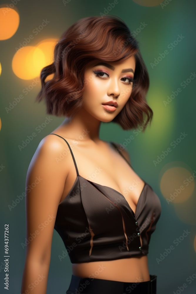 Fototapeta premium Portrait of a Beautiful Woman in Retro Pants
