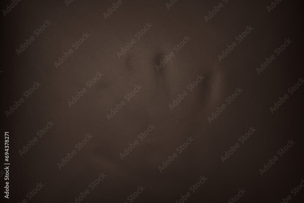 Full grain brown leather background with hand mark Full grain brown leather background with hand mark