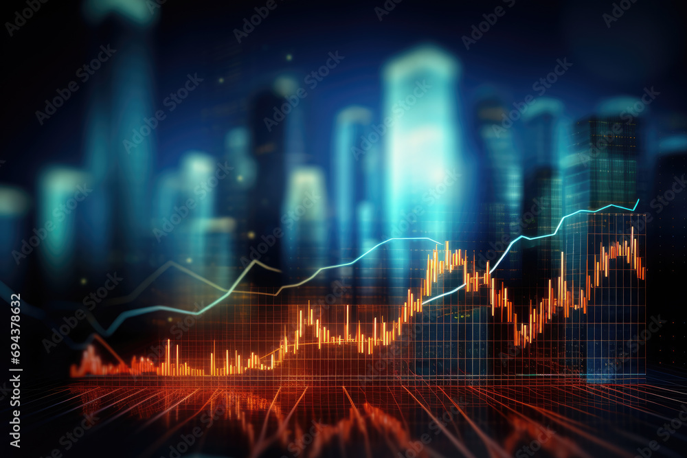 Fototapeta premium Financial stock market graph on technology abstract background Ai generated