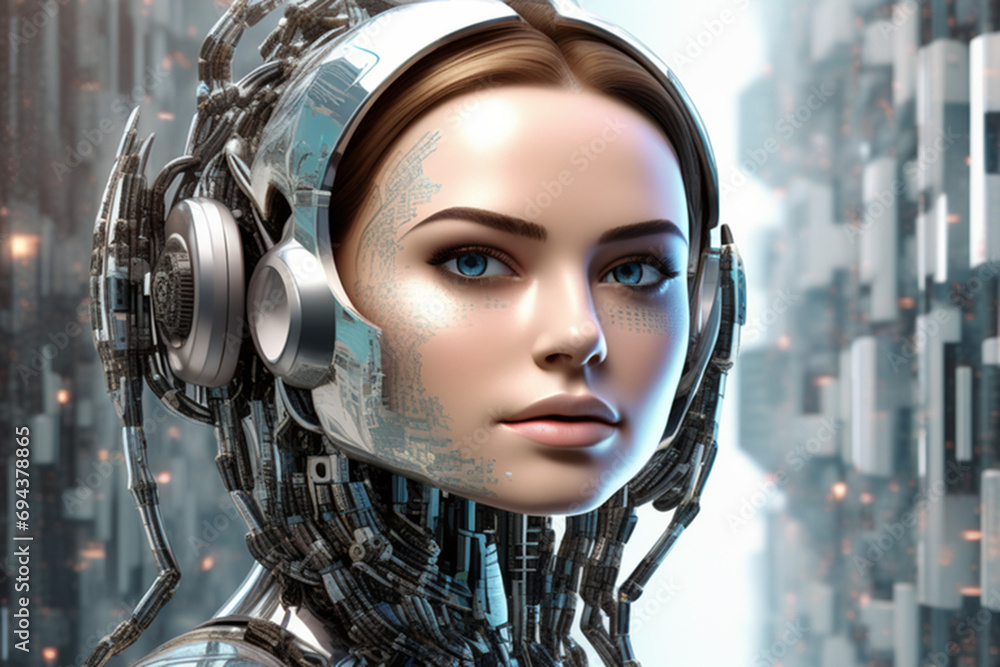 Beautiful female robot with artificial intelligence. Beautiful female robot with artificial intelligence.