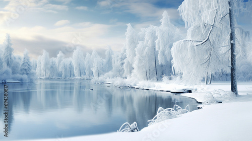 winter landscape with a river © PZ Studio