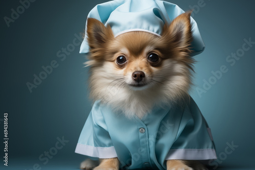 A dog wearing a nurse's uniform Generative AI