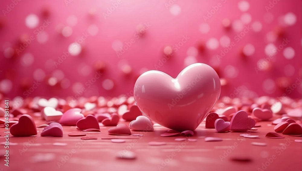 Valentine hearts background design, solid pink background