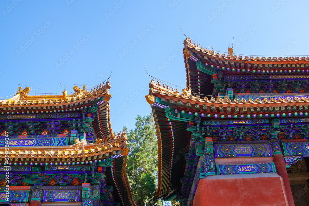 Cornices of stele pavilion in Beijing Temple of Confucius Cornices of stele pavilion in Beijing Temple of Confucius