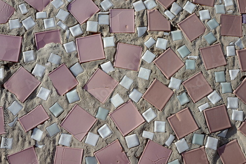 Soviet design of concrete slab with glazed mosaic