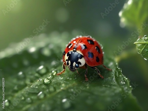 Red Ladybug on a flower. Generative Ai © Kdp Vibe