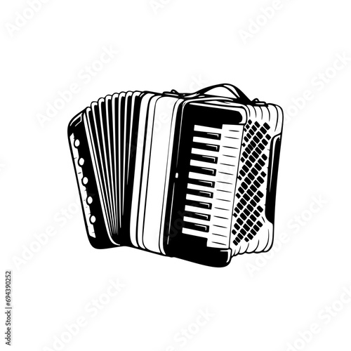 Bayan. Accordion. Chromatic accordion. Musical instrument. Vector. 
