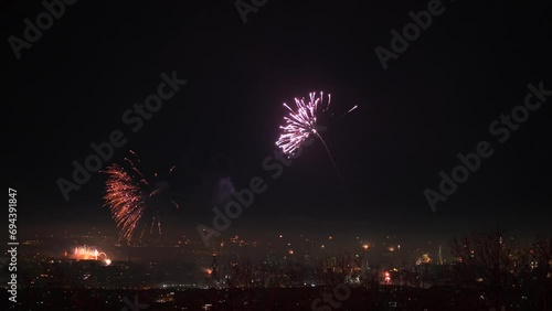 Fireworks over Vienna Skyline Celebrating The New Year photo