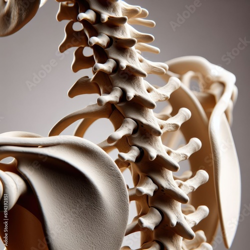 Human spine bones clear sharp 3d rendered illustration. Back spine pain concept. Ai generated