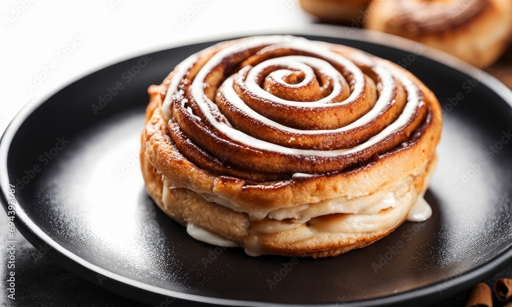 Delicious Cinnamon Roll Isolated on a White Background, Generative AI