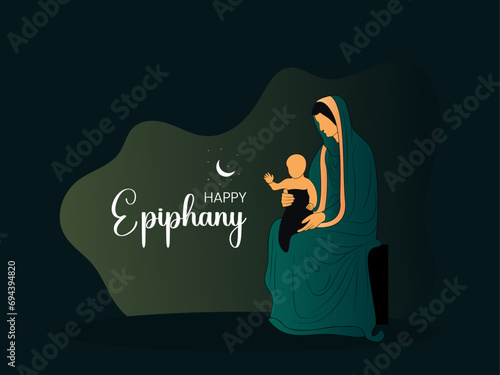Happy epiphany day religion christianity god faith spirituality belief vector illustration.