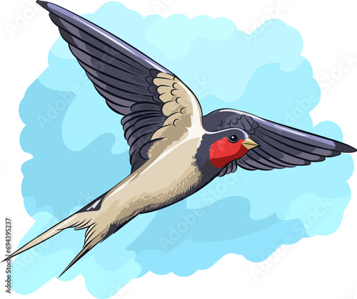 Cartoon flying swallow