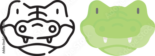 Vector illustration of animal faces. lineal and color with cute style.