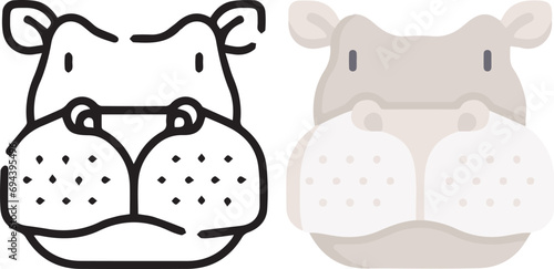 Vector illustration of animal faces. lineal and color with cute style.