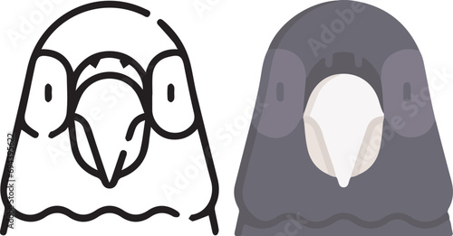 Vector illustration of animal faces. lineal and color with cute style.