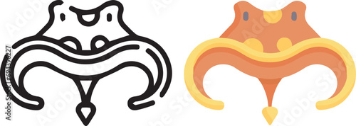 Vector illustration of animal faces. lineal and color with cute style.