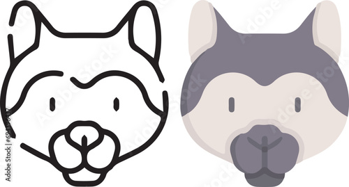Vector illustration of animal faces. lineal and color with cute style.