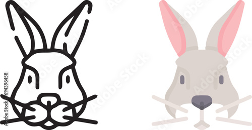 Vector illustration of animal faces. lineal and color with cute style.