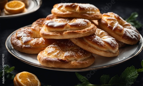 Delicious Plate of Danishes Isolated on a Background, Generative AI