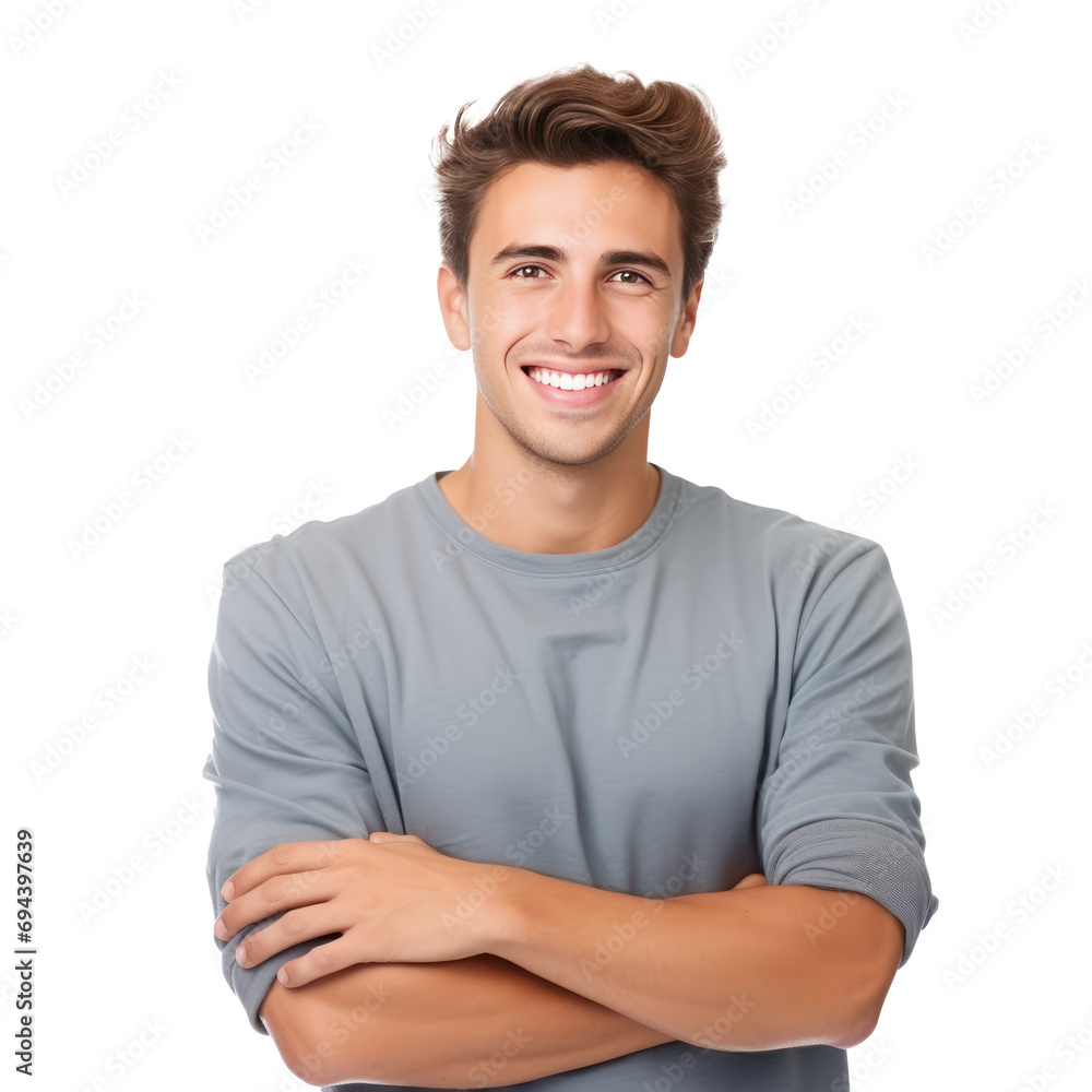 Portrait of handsome smiling young man with folded arms isolated Portrait of handsome smiling young man with folded arms isolated