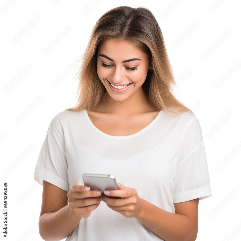 beautiful girl using cell phone isolated on white beautiful girl using cell phone isolated on white