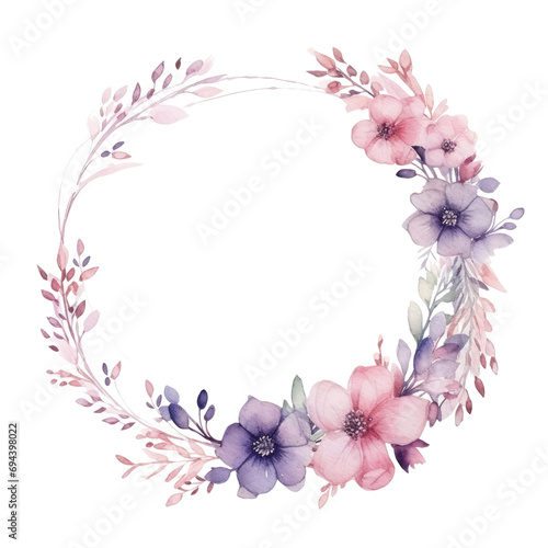 Watercolor wedding circle frame, delicate colors, offering a romantic and stylish backdrop. isolated © ArtCookStudio