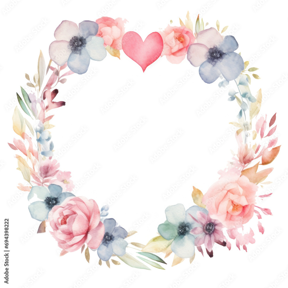 A wedding circle frame in soft hues, perfect for showcasing cherished moments isolated