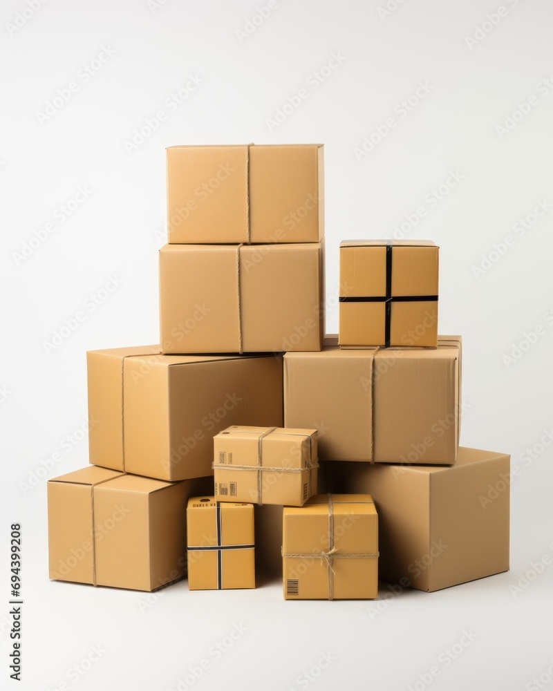 Pile of cardboard boxes on a gray background. 3d rendering Pile of cardboard boxes on a gray background. 3d rendering