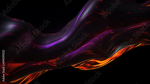 organic grafic strem structure like a lava lamp illuminated and floading on black background created with Generative Ai photo