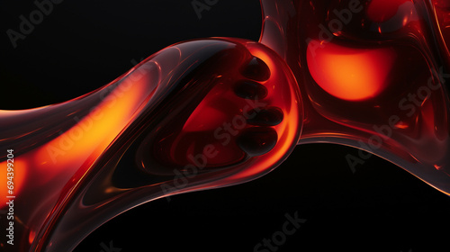 organic grafic strem structure like a lava lamp illuminated and floading on black background created with Generative Ai