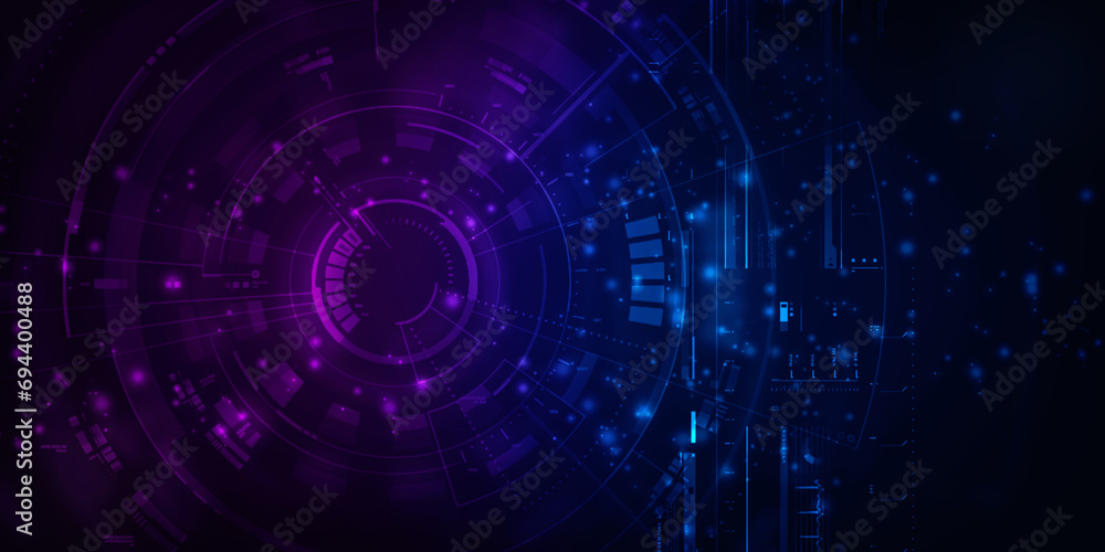 Fototapeta premium 2d illustration Abstract futuristic electronic circuit technology background
